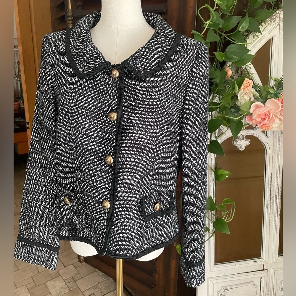 Kasper Tweed Black and White Women's Jacket Jackie O 12